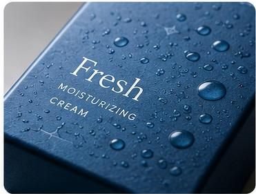Water droplet coated packaging surface